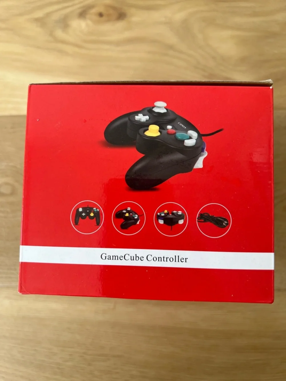 Black Wired GameCube-Style Controller with Colored Buttons